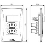 Conjunto 1 Interruptor Paralelo Soft + 2 Tomadas 2P+T 20A/250Vca Engate Convencional com placa Petra Black (49069)