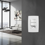 Tomada (2P + T) com 2 interruptor, 10A/250Vca 🢖 Linha Mec-Plus 🢔 Engate Convencional (39692)