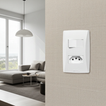 1 Interruptor Simples + 1 Tomada 2P+T 10A/250Vca Engate Convencional com placa Petra (39057)