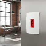 1 Tomada 2P+T 20A, 250Vca Engate Convencional Vermelha com placa Vertical Mec-Plus (39704)