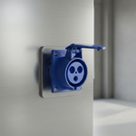 Tomada Industrial de Painel, 2P+T, 32A, 6h, 200/250Vca, 50/60Hz, Azul, IP44 (E3246)