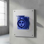 Tomada Industrial de Painel, 2P+T, 32A, 6h, 200/250Vca, 50/60Hz, Azul, IP44 (E3246)