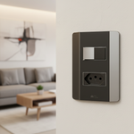 1 Interruptor Simples + 1 Tomada 2P+T 10A/250Vca Engate Rápido com placa Rapid Preta (39529)