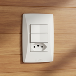 2 Interruptores Simples Soft + 1 Tomada 2P+T 10A/250Vca Engate Convencional com placa Petra (39842)