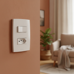 1 Interruptor Simples 10A + Tomada 2P+T 20A, 250Vca Engate Convencional com placa Mec-Plus (39697)