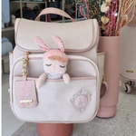 Mochila 2x1 Linho Palha com Rose Gold