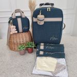 Kit Maternidade Linho Verde com Fita Bege