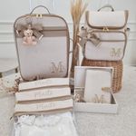 Kit Maternidade Linho Palha com Bege