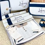 Kit Porta Look Linho Cinza com Azul Marinho