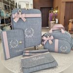 Kit Maternidade  Linho Cinza com Rosé