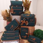 Kit Tradicional Linho Verde com Caramelo