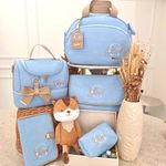 Kit Tradicional  Linho Azul com Bege