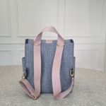Mochila 2X1 Linho Cinza com Rose