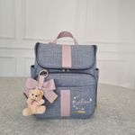 Mochila 2X1 Linho Cinza com Rose