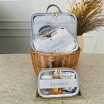 Kit Necessaire Cristal  Linho Cinza