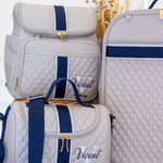 Kit Maternidade Fendi com Azul Marinho  detalhe com Matelassê