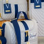 Kit Maternidade Fendi com Azul Marinho  detalhe com Matelassê