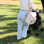 Mochila 2x1 com Chaveiro de Laço Xadrez Rose