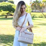 Frasqueira Luxo Linho Areia com Avelã