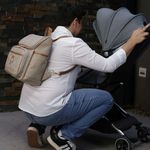 Mochila 2x1 Linho Areia com Caramelo