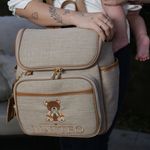 Mochila 2x1 Linho Areia com Caramelo