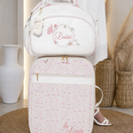 Kit Mala de Rodinha + Bolsa Maternidade Off white com floral