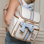 Mochila 2x1 Off, Azul e Caramelo com detalhe em Matelasse