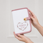 Porta Cartão Vacina Off White com Rose