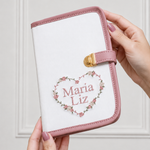 Porta Cartão Vacina Off White com Rose