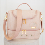 Frasqueira Luxo Linho Aveia com rose Gold Mavie