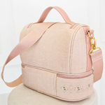 Frasqueira Luxo Linho Aveia com rose Gold Mavie