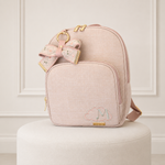 Mochila Tradicional Linho Aveia com Rose Gold Mavie