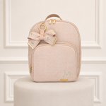 Mochila Tradicional Linho Aveia com Rose Gold Mavie