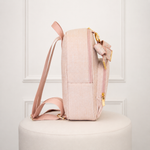 Mochila Tradicional Linho Aveia com Rose Gold Mavie