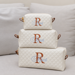 Kit Trio Necessaire Off White Matelado com Caramelo