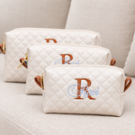 Kit Trio Necessaire Off White Matelado com Caramelo
