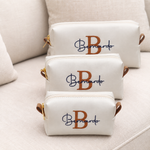Kit Trio Necessaire Off White com Caramelo