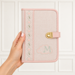 Porta Cartão Vacina Linho Aveia com Rose Gold Mavie