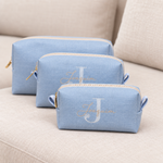 Kit Trio Necessaire Linho Azul BB