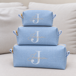 Kit Trio Necessaire Linho Azul BB