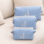 Kit Trio Necessaire Linho Azul BB