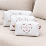 Kit Trio Necessaire Off White com Rose
