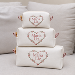 Kit Trio Necessaire Off White com Rose