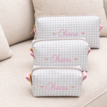 Kit Trio Necessaire Estampa Balão com Rosa