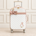 Mala de Rodinha Off White Matelado com Rose
