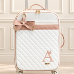 Mala de Rodinha Off White Matelado com Rose