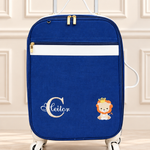 Mala de Rodinhas Linho Azul Marinho com Creme