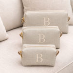 Trio Necessaire  Linho Cru com Off White