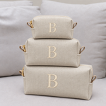 Trio Necessaire  Linho Cru com Off White
