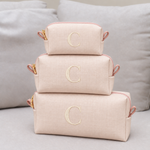 Trio Necessaire Linho Aveia com Rosegold